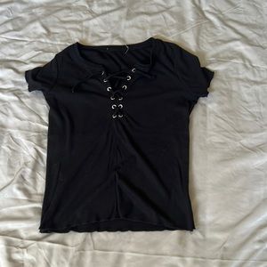 Black open chest with strings Size M shirt